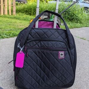 Delsey Paris Black & Pink Rolling Luggage Bag NWOT